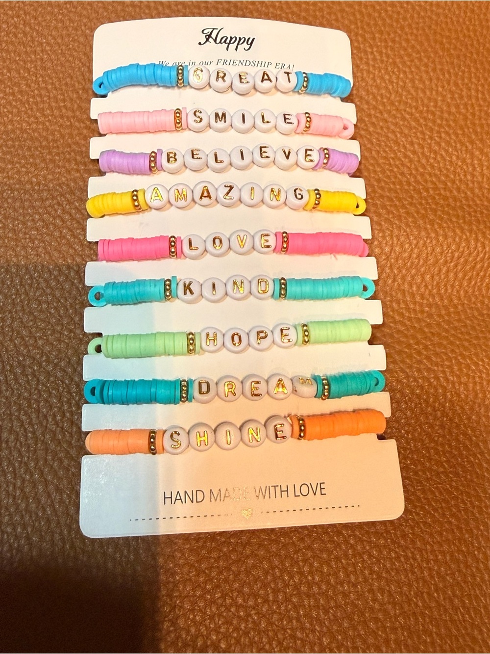 Happy Kids Positive Message Bracelet Set - Multicolor
